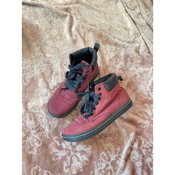 DOC MARTENS dark red canvas with padded collar Maelly sneaker boots 6 - Picture 1 of 5
